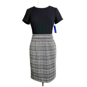 Apt 9 Black Gray Plaid Dress 4 NWT